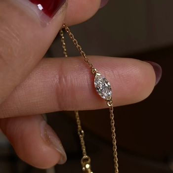 Brățară din argint 925 cu diamante montate, formă romb, Tao Silver, stil feminin pastoral