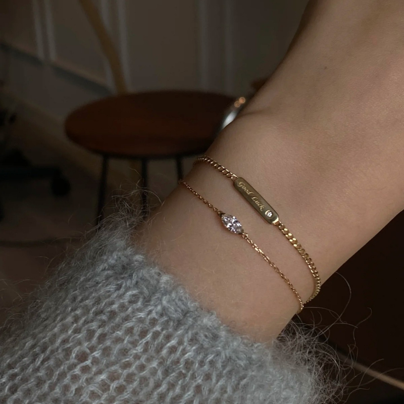 Brățară din argint 925 cu diamante montate, formă romb, Tao Silver, stil feminin pastoral