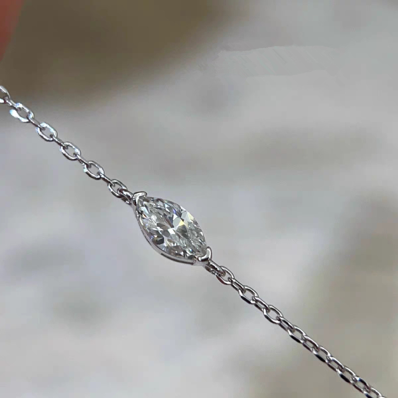 Brățară din argint 925 cu diamante montate, formă romb, Tao Silver, stil feminin pastoral