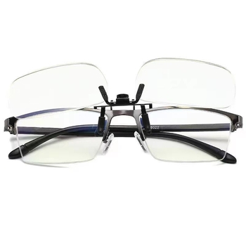 Olvasó szemüveg klipsz, flip-up, keret nélküli, négyszögletes stílus, anti-kék fény lencsék, könnyen hordozható és kényelmes körkörös arcúak számára