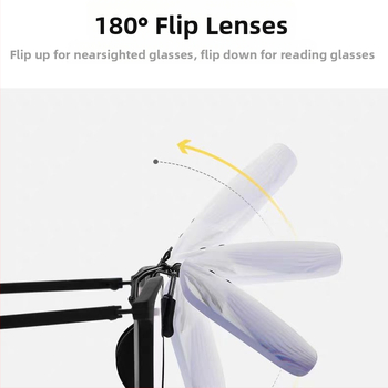Olvasó szemüveg klipsz, flip-up, keret nélküli, négyszögletes stílus, anti-kék fény lencsék, könnyen hordozható és kényelmes körkörös arcúak számára