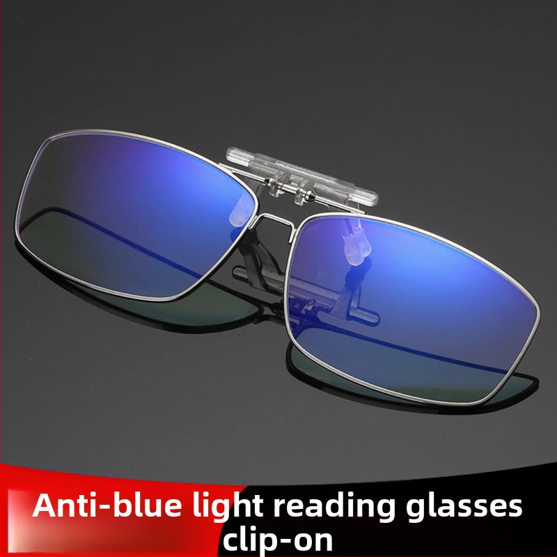 Klip-on olvasószemüveg férfiaknak és nőknek, felhajtható mechanizmussal, ultra könnyű, anti-kékfény, presbiopia és rövidlátás esetén, szemvédelmet nyújtva