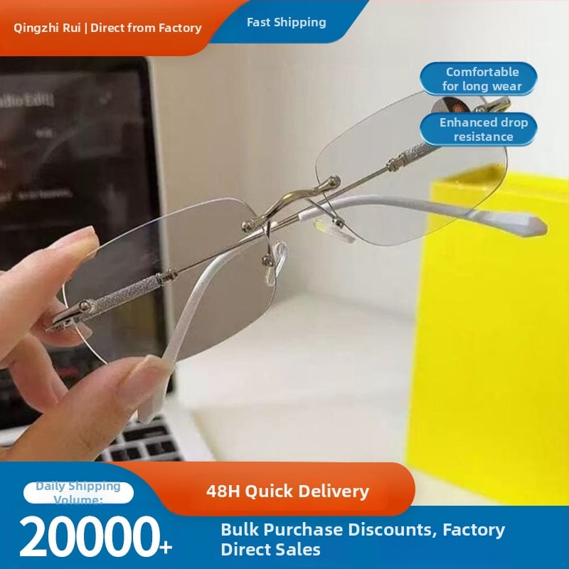 Olvasó szemüveg – keret nélküli, ultrakönnyű, lencsék gyantából, kékfény elleni védelem, nagy felbontású