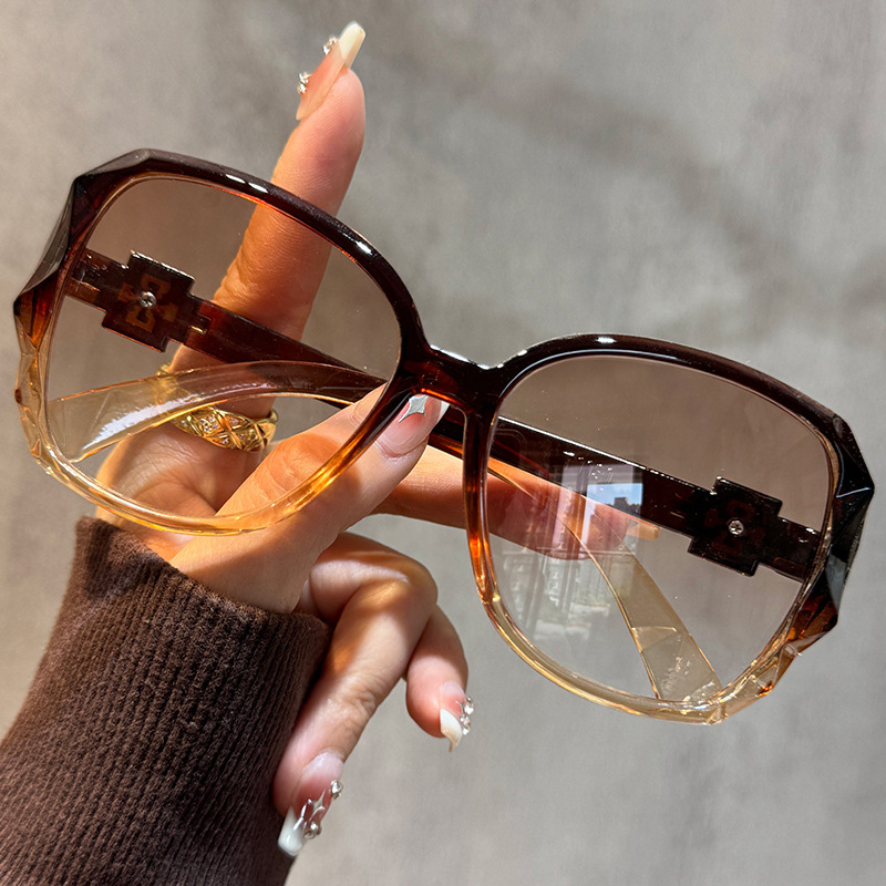 Olvasó szemüveg - négyzet alakú teljes keret, PC keret, AC lencsék, leopárd mintázat, kéttónusú gradiens