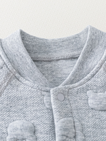 Bejbi pamuk romper s dugim rukavima, unisex, zatvaranje jednim gumbom, 100% pamuk, za novorođenčad 0–1 godina, do 80 cm
