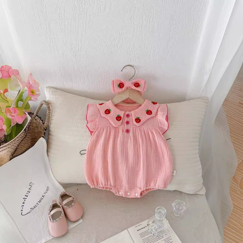 Baby jumpsuit od 100% pamuka, bez rukava, za novorođenčice, ljeto