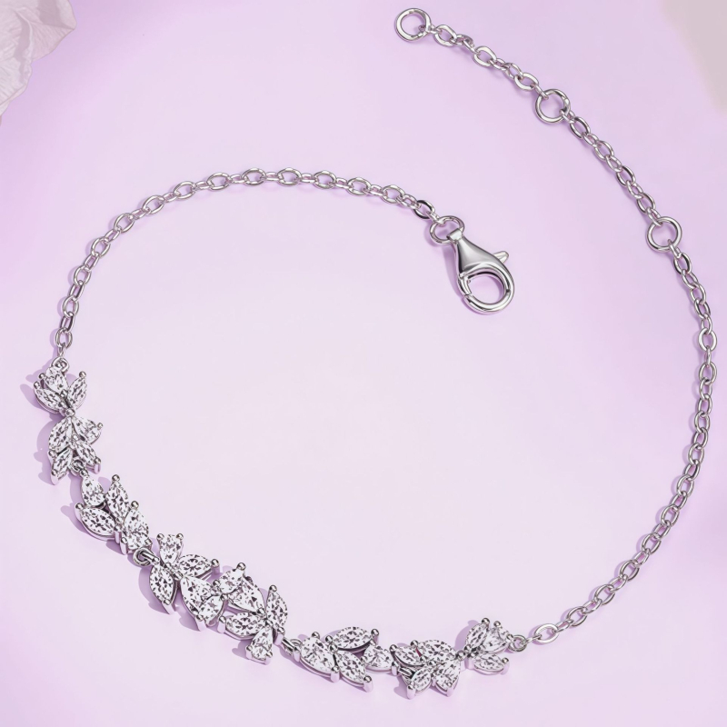 Brățară din argint 925 cu motiv de floare și zâmbet, unisex, stil cuplu