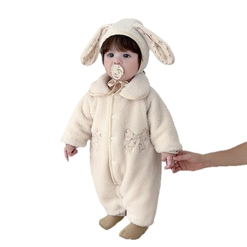 Kombinezon za bebe i djecu, velur tkanina, smjesa poliestera, debeli, dugi rukav, bez kapulje, unisex, zimi