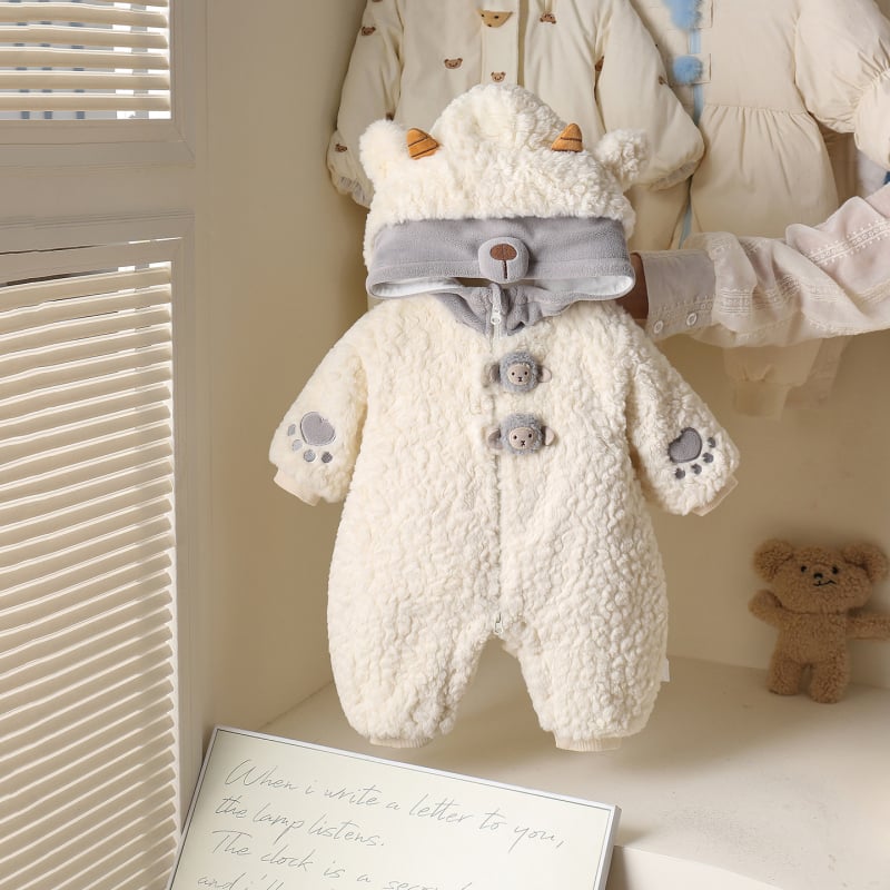 Zimski jednodijelni kombinezon s kapuljom, s motivom medvjeda, od poliestera, unisex