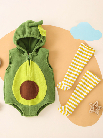 Dječji onesie s kapuljačom i zatvaračem na zip, polarni fleece, 95% poliester, za novorođenčad 0–1 godina