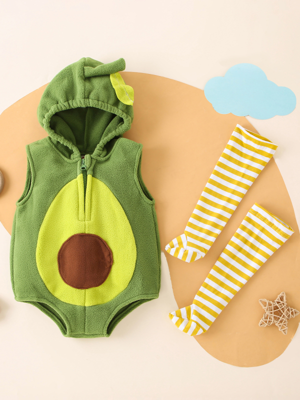 Dječji onesie s kapuljačom i zatvaračem na zip, polarni fleece, 95% poliester, za novorođenčad 0–1 godina