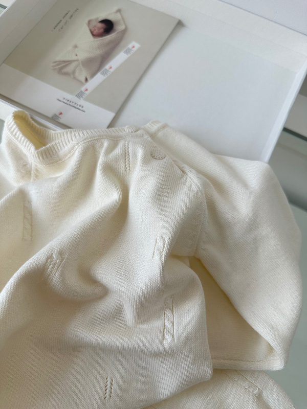 Pamučni pleteni kombinezon za novorođenčice, djevojčice, dugi rukavi, pulover stil, 0-12 mjeseci