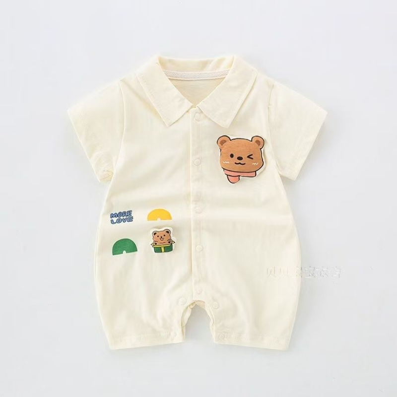 Bebin ljetni romper s kratkim rukavima, unisex, tanak pamuk, 91-95% pamuka (62587)