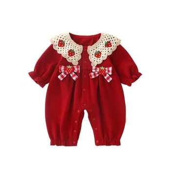 Novorođenčki jumpsuit s dugim rukavima, korejski stil, poliester 96,6% (proljeće/jesen, prednje jednostruko zatvaranje, jesen 2025)