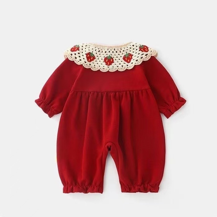 Novorođenčki jumpsuit s dugim rukavima, korejski stil, poliester 96,6% (proljeće/jesen, prednje jednostruko zatvaranje, jesen 2025)