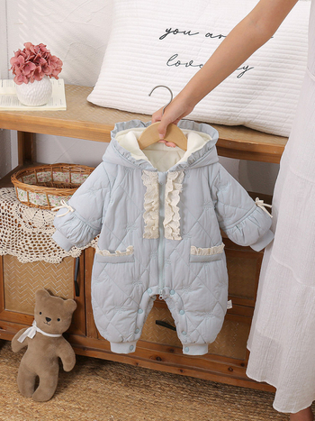 Βρεφικό ολόσωμο από πολυεστέρα, χειμωνιάτικo πάχος, με κουκούλα, φερμουάρ, unisex, κατάλληλο για νεογέννητα έως 1 έτους