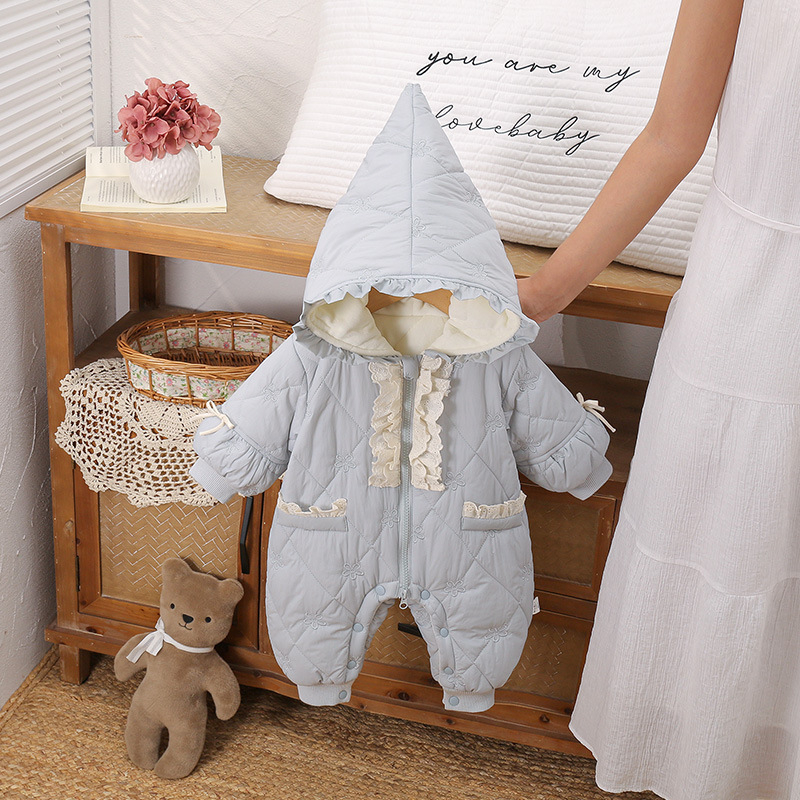 Βρεφικό ολόσωμο από πολυεστέρα, χειμωνιάτικo πάχος, με κουκούλα, φερμουάρ, unisex, κατάλληλο για νεογέννητα έως 1 έτους
