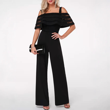 Комбинезон с едноцветна полиестерна материя, градски стил, талия средна, къси крачоли (Модел: едноцветен; Материя: полиестер; Талия: средна; Дължина на крачолите: къси; Стил: градски)