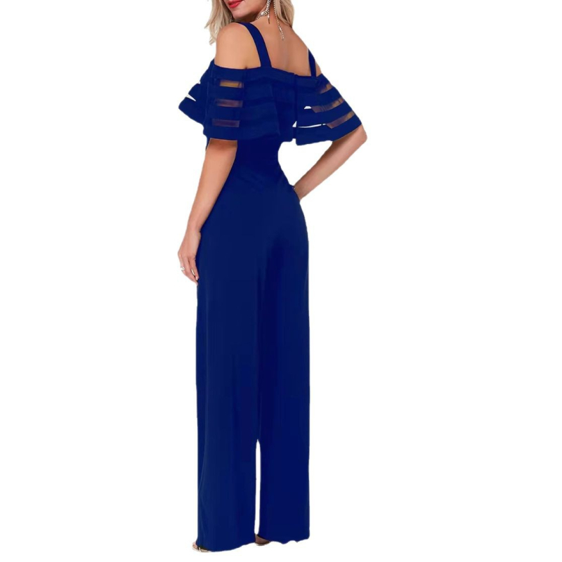 Комбинезон с едноцветна полиестерна материя, градски стил, талия средна, къси крачоли (Модел: едноцветен; Материя: полиестер; Талия: средна; Дължина на крачолите: къси; Стил: градски)