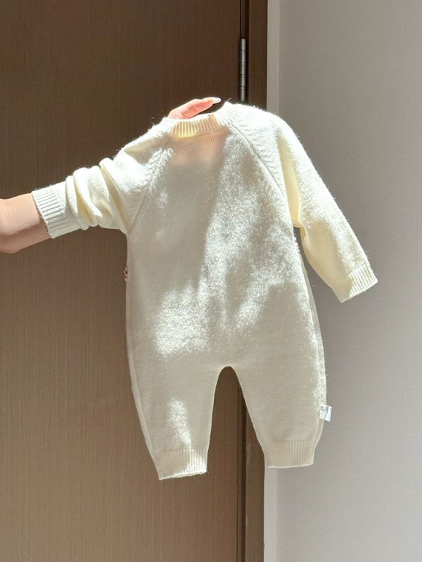 Pamučni romper za djecu od 1 do 3 godina, s ušivenim cvjetovima, dugi rukavi, unisex