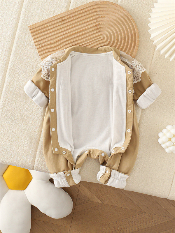 Beba romper - 100% pamuk, dugi rukavi, prednje kopčanje jednim redom, za novorođenčad do 1 godine, proljeće-jesen, casual windbreaker stil