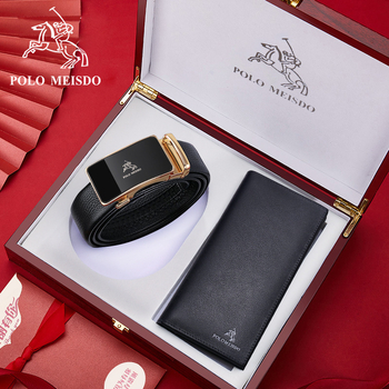 Set curea și portofel din piele naturală, piele din primul strat, cataramă din aliaj, lățime 2-4 cm