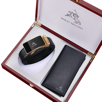 Set curea și portofel din piele naturală, piele din primul strat, cataramă din aliaj, lățime 2-4 cm