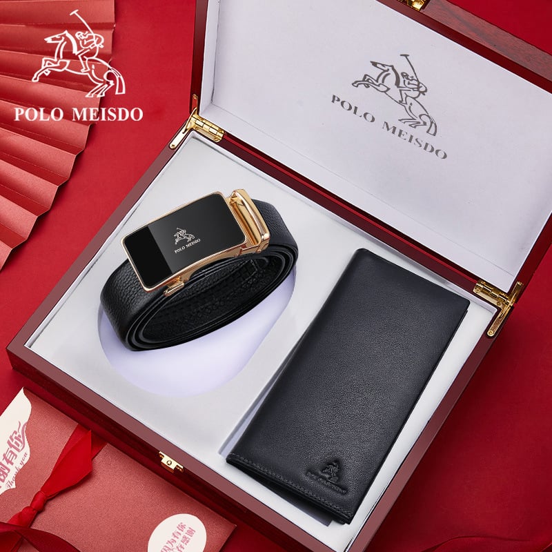 Set curea și portofel din piele naturală, piele din primul strat, cataramă din aliaj, lățime 2-4 cm