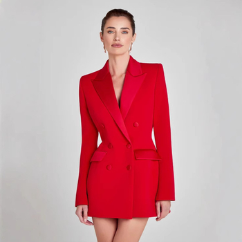 Γυναικείο μονοκόμματο φόρεμα‑κοστούμι με V-λαιμό, σατινέ πολυεστέρας, μακριά μανίκια, μέση στη γραμμή, μονοκόμματη κατασκευή, κομψό επαγγελματικό στυλ