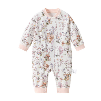 Salopetă din bumbac pentru fetițe, mâneci lungi, închidere diagonală, 100% bumbac, primăvară și toamnă