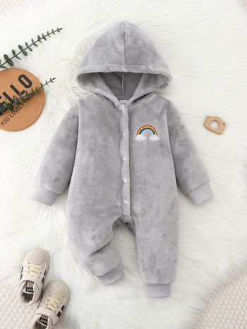 Zimski bebi kombinezon od pliša, jednobojni, s dugim rukavima, unisex