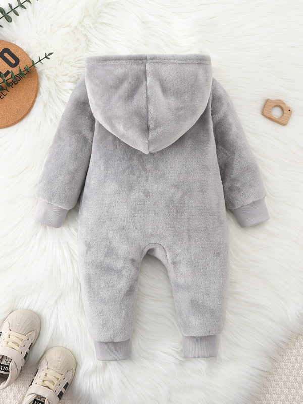 Zimski bebi kombinezon od pliša, jednobojni, s dugim rukavima, unisex