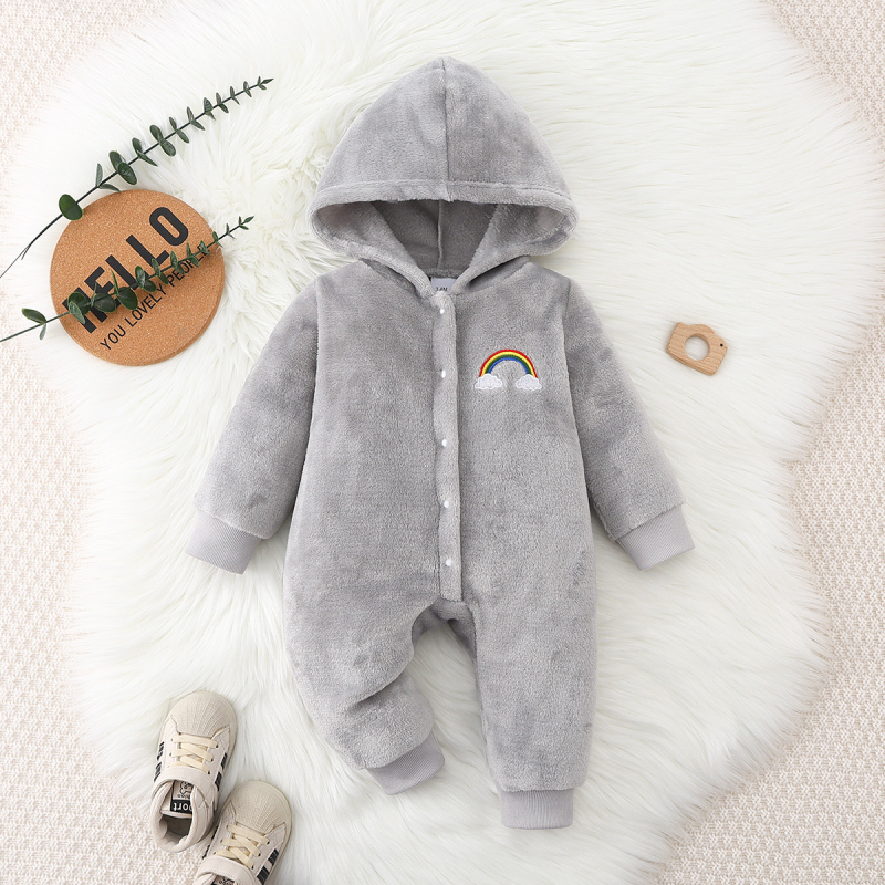 Zimski bebi kombinezon od pliša, jednobojni, s dugim rukavima, unisex