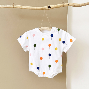 Beba kombinezon u korejskom stilu za ljeto, slatki balon print, udoban okrugli izrez, ležerni stil