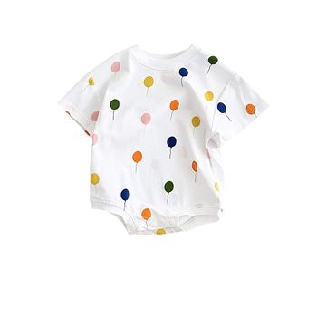Beba kombinezon u korejskom stilu za ljeto, slatki balon print, udoban okrugli izrez, ležerni stil