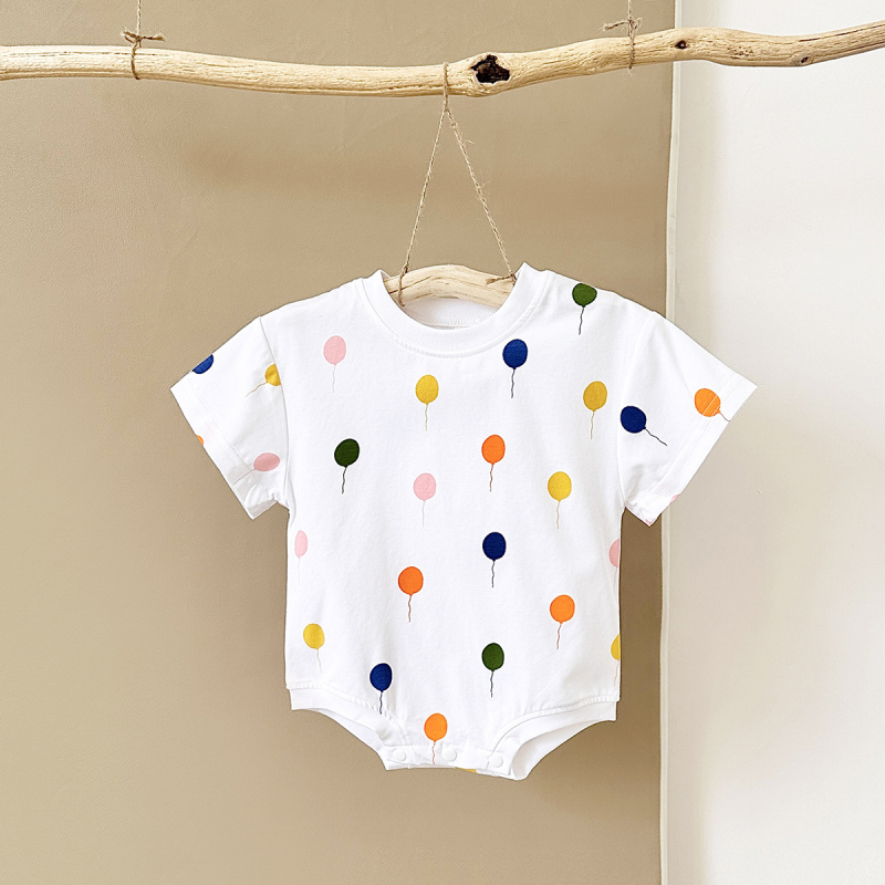 Beba kombinezon u korejskom stilu za ljeto, slatki balon print, udoban okrugli izrez, ležerni stil
