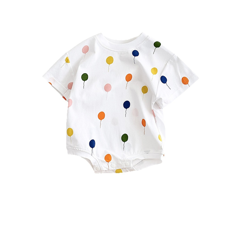 Beba kombinezon u korejskom stilu za ljeto, slatki balon print, udoban okrugli izrez, ležerni stil