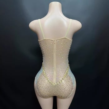 Ολόσωμο φόρμα από σπάντεξ με στρας, χωρίς μανίκια, ψηλή μέση, στενή γραμμή