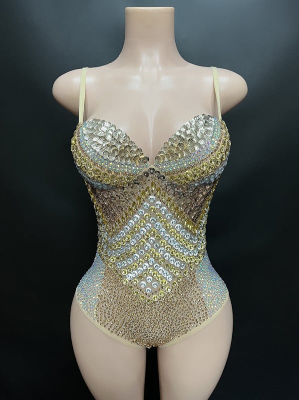 Ολόσωμο φόρμα από σπάντεξ με στρας, χωρίς μανίκια, ψηλή μέση, στενή γραμμή