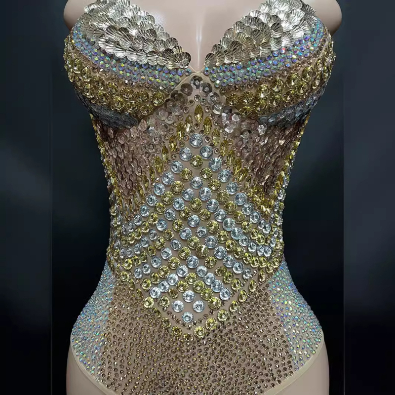 Ολόσωμο φόρμα από σπάντεξ με στρας, χωρίς μανίκια, ψηλή μέση, στενή γραμμή