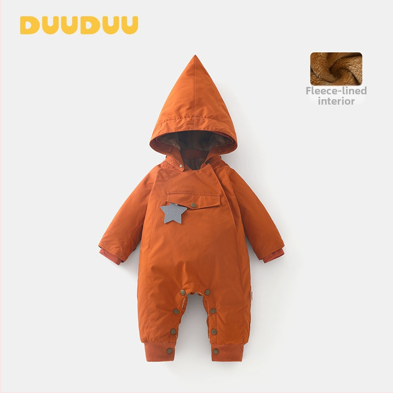 Duuduu Debeli Kombinezon za Novorođenčad, Jednodelni, Dugi Rukavi, Zip, Odvojiva Kapuljača, Zima i Jesen, Unisex