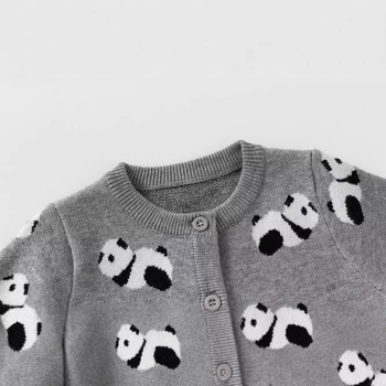 Pleteni bebi kombinezon s Panda uzorkom, dugi rukavi, pulover stil