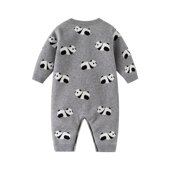 Pleteni bebi kombinezon s Panda uzorkom, dugi rukavi, pulover stil