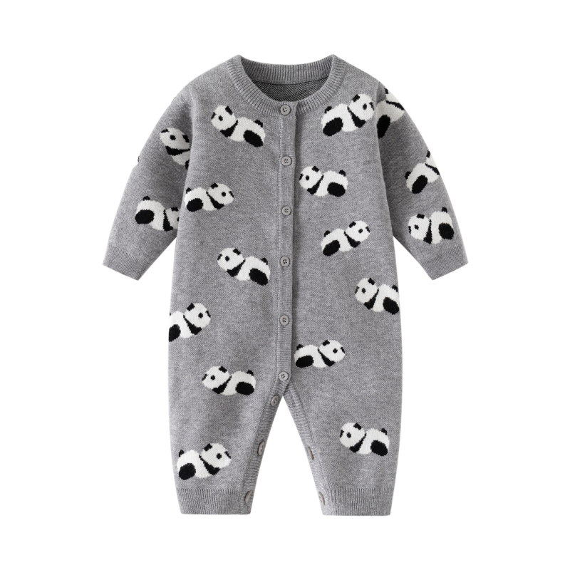 Pleteni bebi kombinezon s Panda uzorkom, dugi rukavi, pulover stil