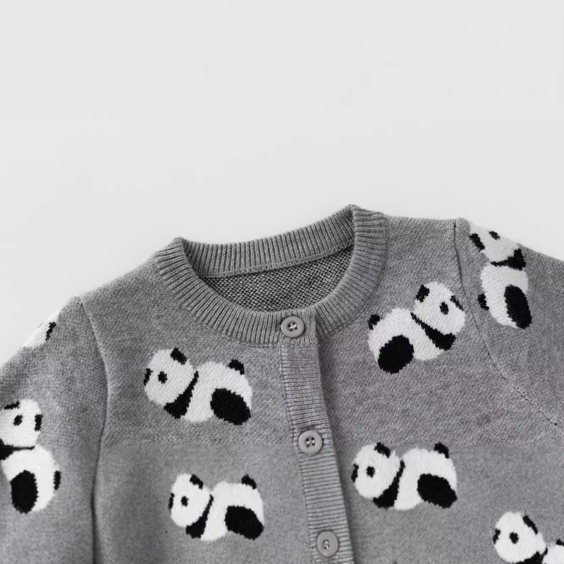 Pleteni bebi kombinezon s Panda uzorkom, dugi rukavi, pulover stil