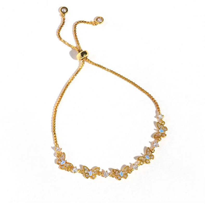 Állítható karkötő masni mintával, cirkón kövekkel, cirkónium bevonattal, nőknek