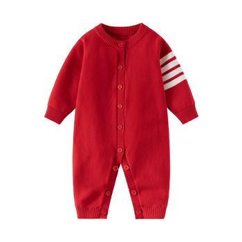 Bejbi romper, s dugim rukavima, od pletene pamuka, bez kapulje, jesensko-zimsko