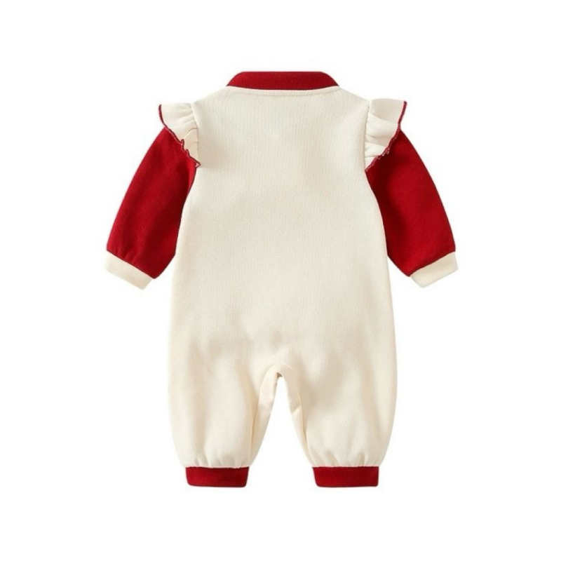 Novorođenčki pamučni kombinezon, unisex, kratki rukavi, kineski stil, proljeće 2025