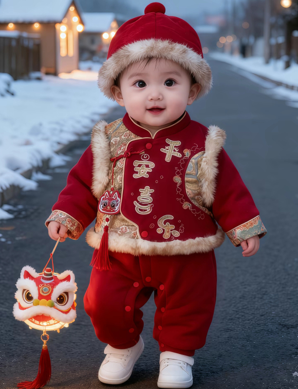 Zimski bebi jednodijelni kombinezon, unisex, bez kapuljače (polyester ≥95%, dugi rukavi, debeli materijal, za novorođena djeca 0–12 mjeseci)