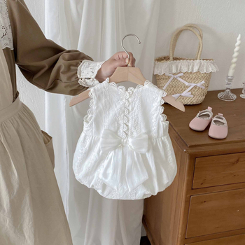Pamukasti ljetni romper za bebe, bez rukava, za uzrast 1–3 godine, za djevojčice, korejski stil, s dvostrukim zatvaranjem
